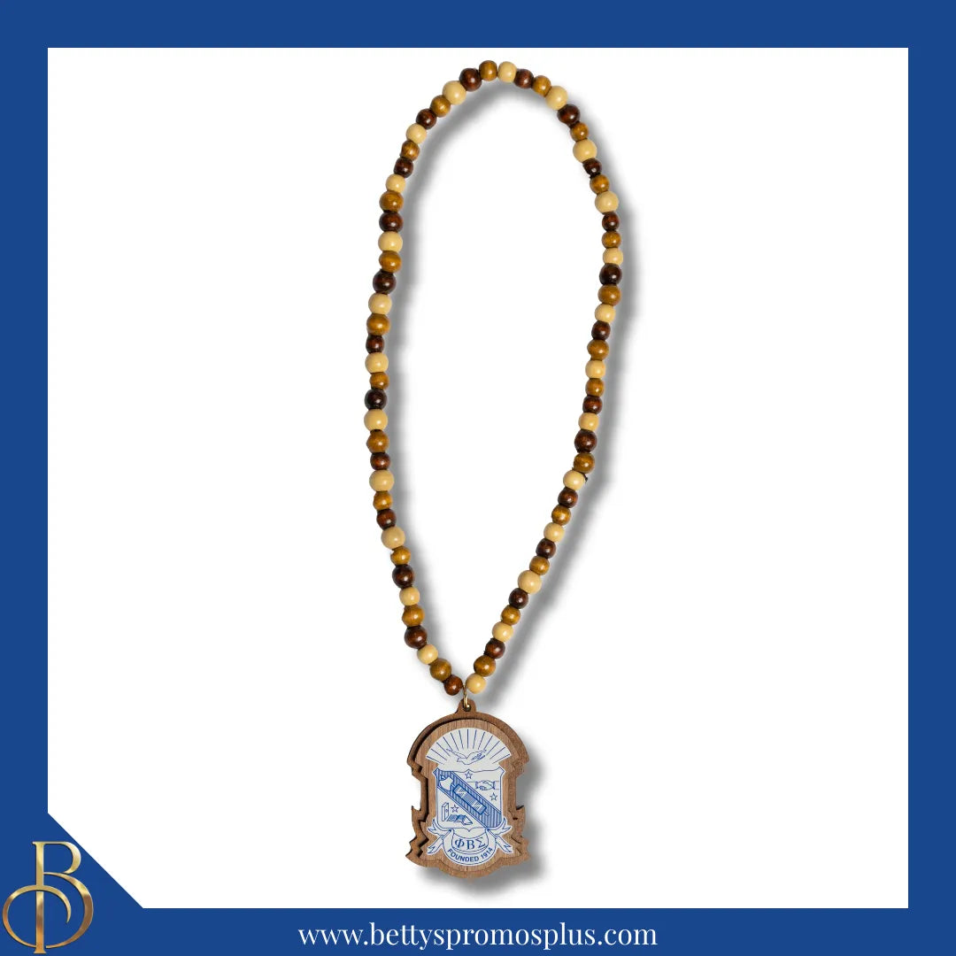 Phi Beta Sigma ΦΒΣ Beaded Tiki Necklace with Raised Crest-Brown-Phi Beta Sigma Paraphernalia-Phi Beta Sigma Tiki Necklace-Betty's Promos Plus