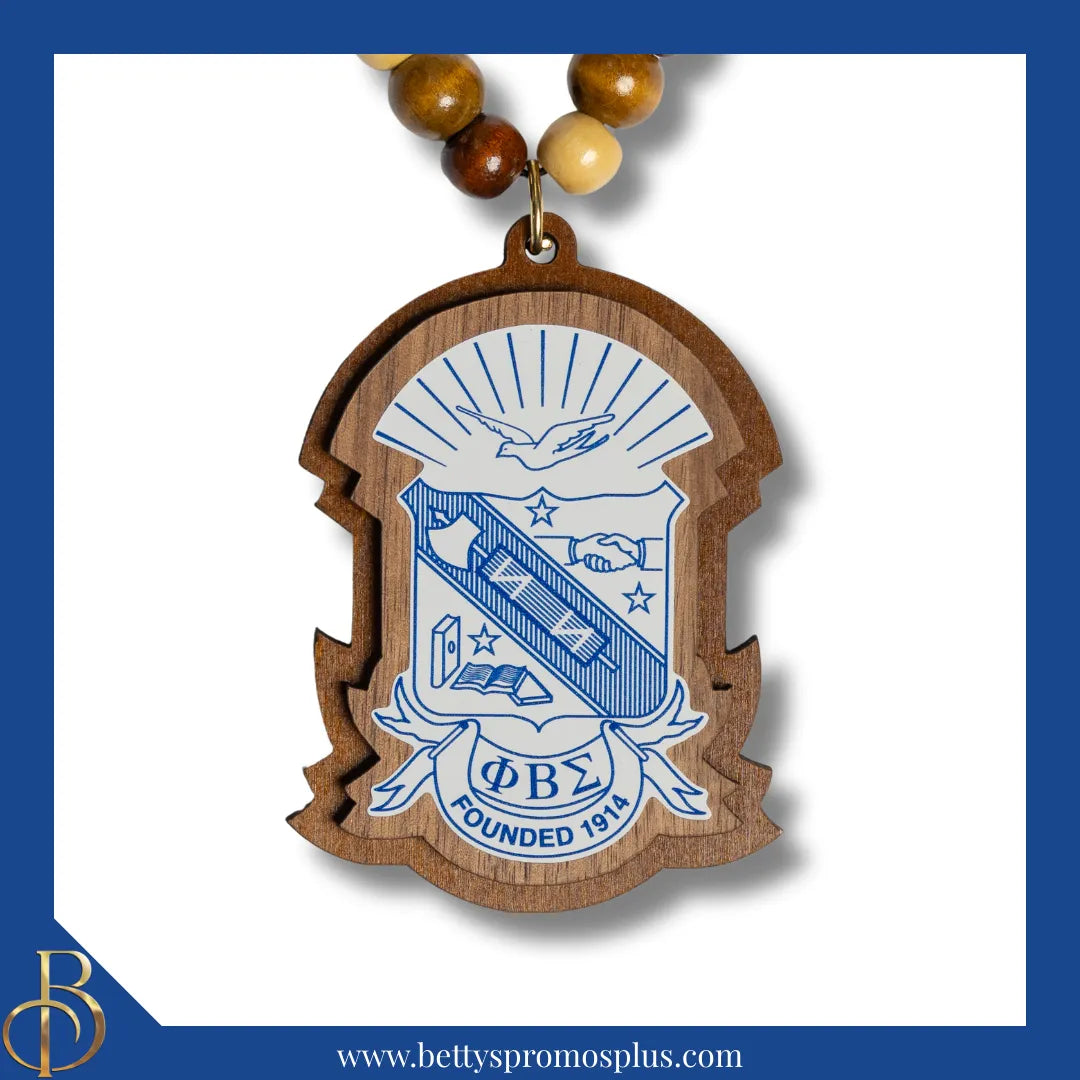 Phi Beta Sigma ΦΒΣ Beaded Tiki Necklace with Raised Crest-Phi Beta Sigma Paraphernalia-Phi Beta Sigma Tiki Necklace-Betty's Promos Plus