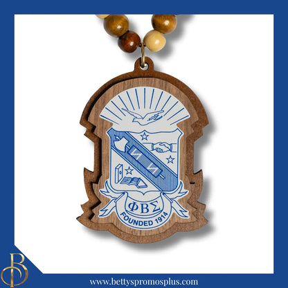 Phi Beta Sigma ΦΒΣ Beaded Tiki Necklace with Raised Crest-Phi Beta Sigma Paraphernalia-Phi Beta Sigma Tiki Necklace-Betty's Promos Plus