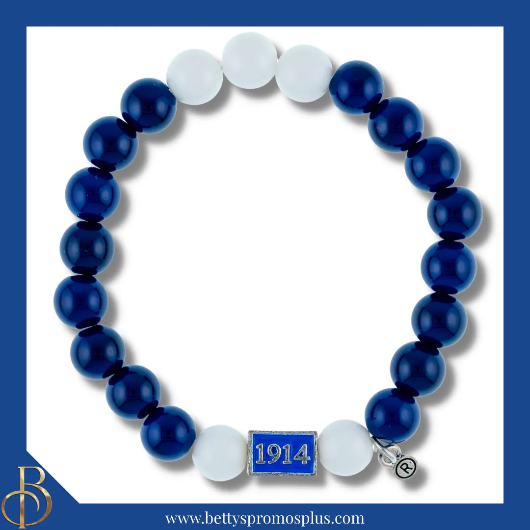 Phi Beta Sigma ΦΒΣ Blue & White Beaded Bracelet-Blue-Phi Beta Sigma Paraphernalia-Phi Beta Sigma Bracelet-Betty's Promos Plus