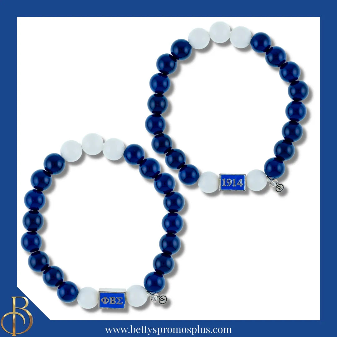 Phi Beta Sigma ΦΒΣ Blue & White Beaded Bracelet-Phi Beta Sigma Paraphernalia-Phi Beta Sigma Bracelet-Betty's Promos Plus