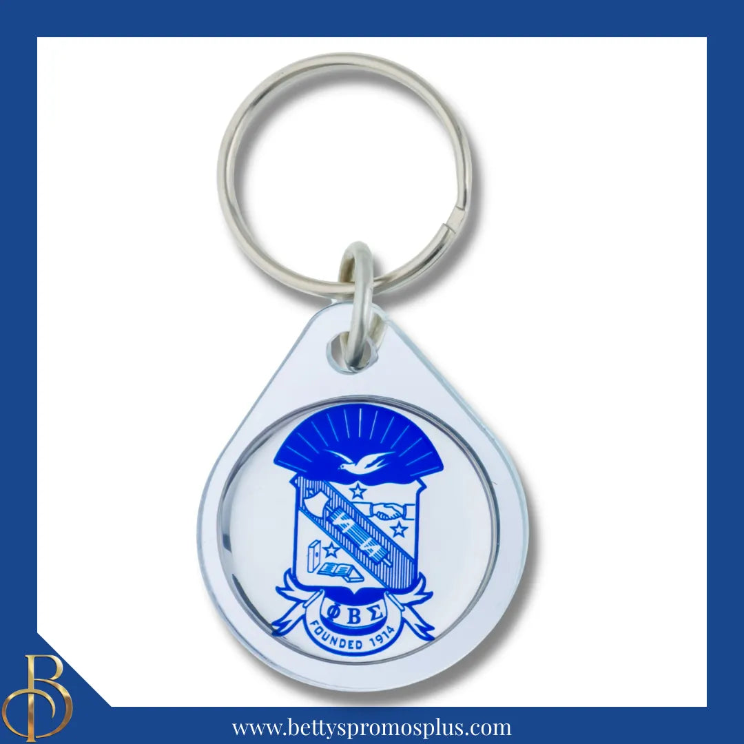 Phi Beta Sigma ΦΒΣ Circular Acrylic Keychain with Shield or Greek Letters-Phi Beta Sigma Paraphernalia-Phi Beta Sigma Keychain-Betty's Promos Plus