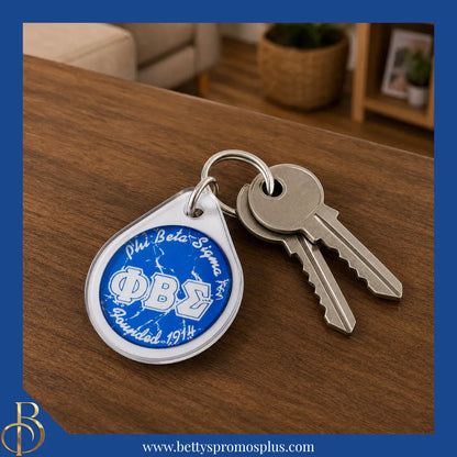 Phi Beta Sigma ΦΒΣ Circular Acrylic Keychain with Shield or Greek Letters-Phi Beta Sigma Paraphernalia-Phi Beta Sigma Keychain-Betty's Promos Plus