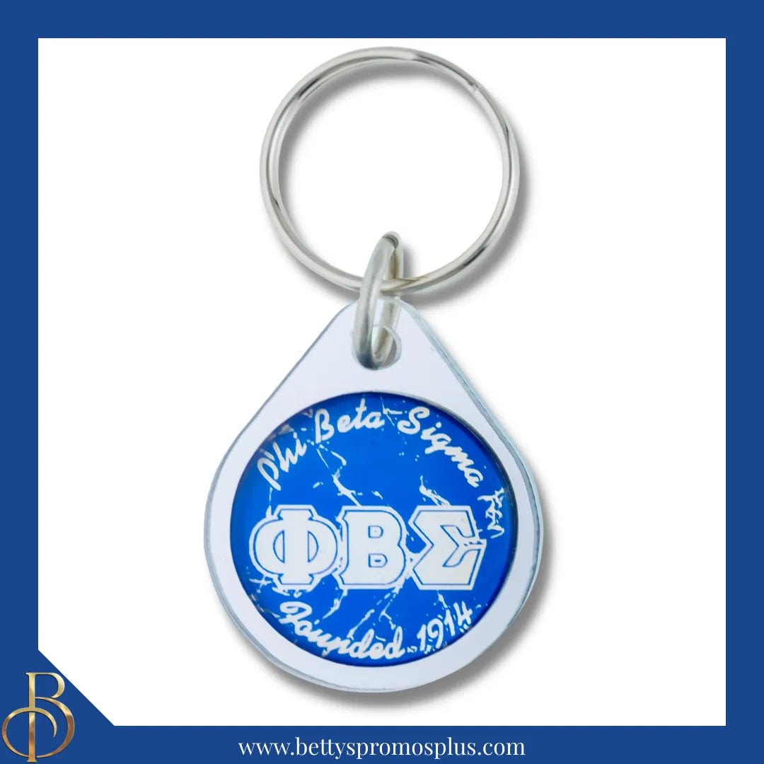 Phi Beta Sigma ΦΒΣ Circular Acrylic Keychain with Shield or Greek Letters-Silver-Greek letters-Phi Beta Sigma Paraphernalia-Phi Beta Sigma Keychain-Betty's Promos Plus