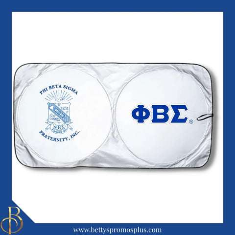 Phi Beta Sigma ΦΒΣ Collapsible Car Sun Shade with Pouch-Blue-Phi Beta Sigma Paraphernalia-Phi Beta Sigma Car Shade-Betty's Promos Plus