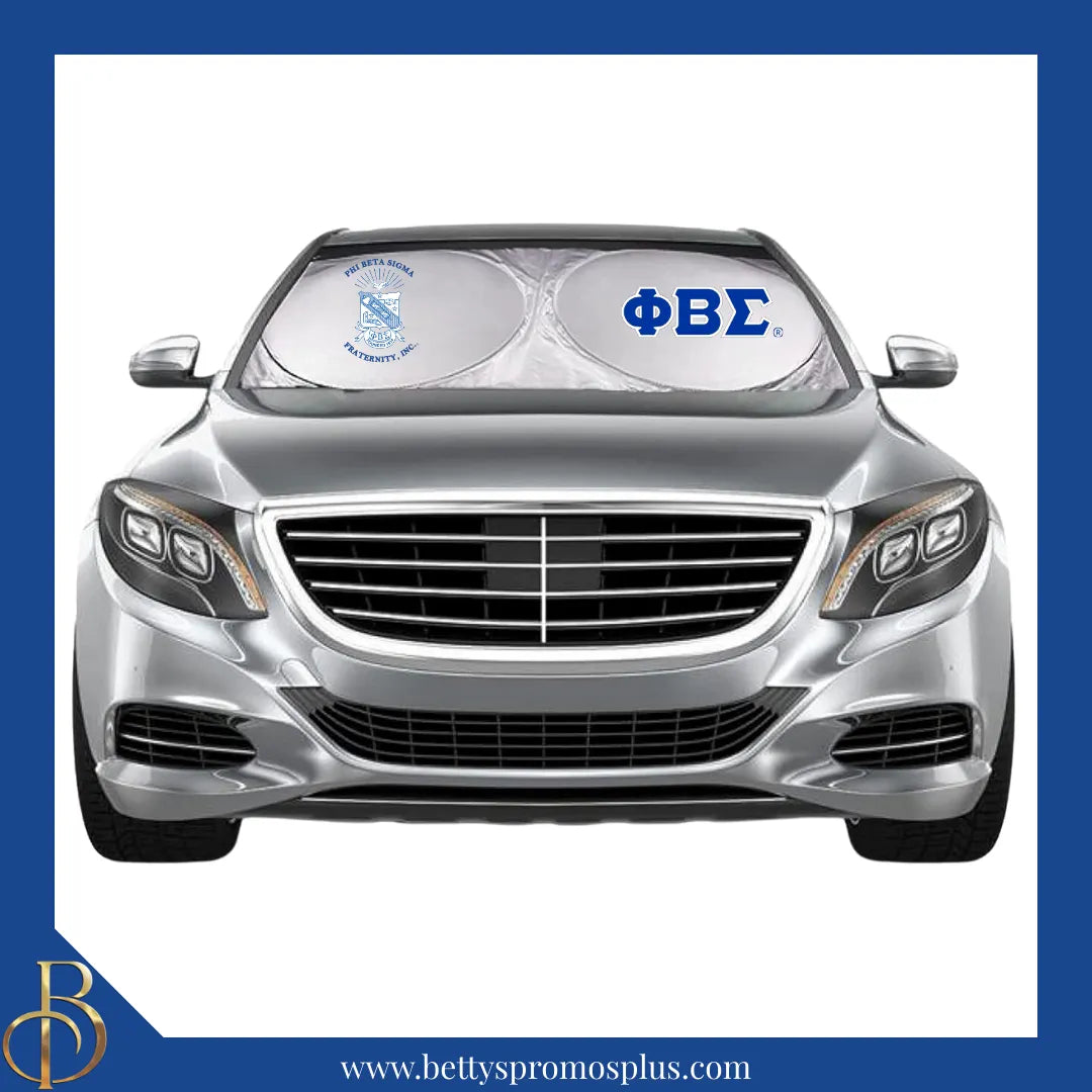 Phi Beta Sigma ΦΒΣ Collapsible Car Sun Shade with Pouch-Phi Beta Sigma Paraphernalia-Phi Beta Sigma Car Shade-Betty's Promos Plus