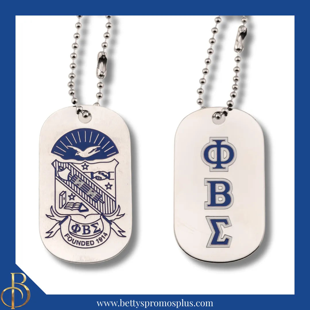 Phi Beta Sigma ΦΒΣ Dog Tag with Greek Letters and Shield-Silver-Phi Beta Sigma Paraphernalia-Phi Beta Sigma Accessories-Betty's Promos Plus