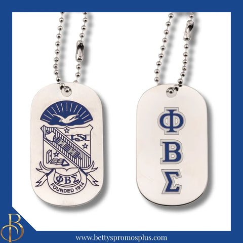 Phi Beta Sigma ΦΒΣ Dog Tag with Greek Letters and Shield-Silver-Phi Beta Sigma Paraphernalia-Phi Beta Sigma Accessories-Betty's Promos Plus