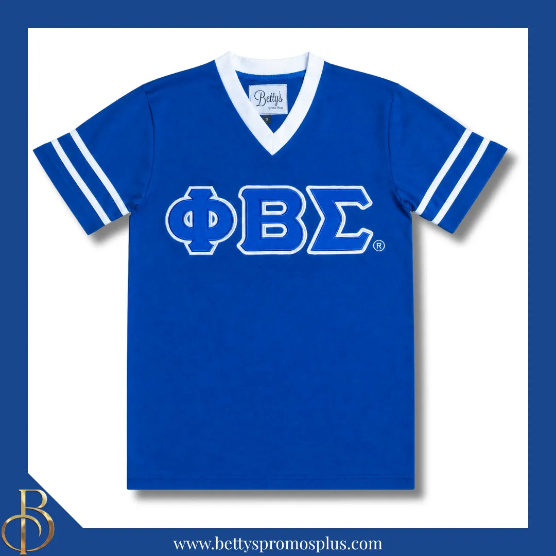 Phi Beta Sigma ΦΒΣ Double Stitched Appliqué Embroidered Jersey T-Shirt-Blue-Small-Phi Beta Sigma Paraphernalia-Phi Beta Sigma T-Shirts-Betty's Promos Plus