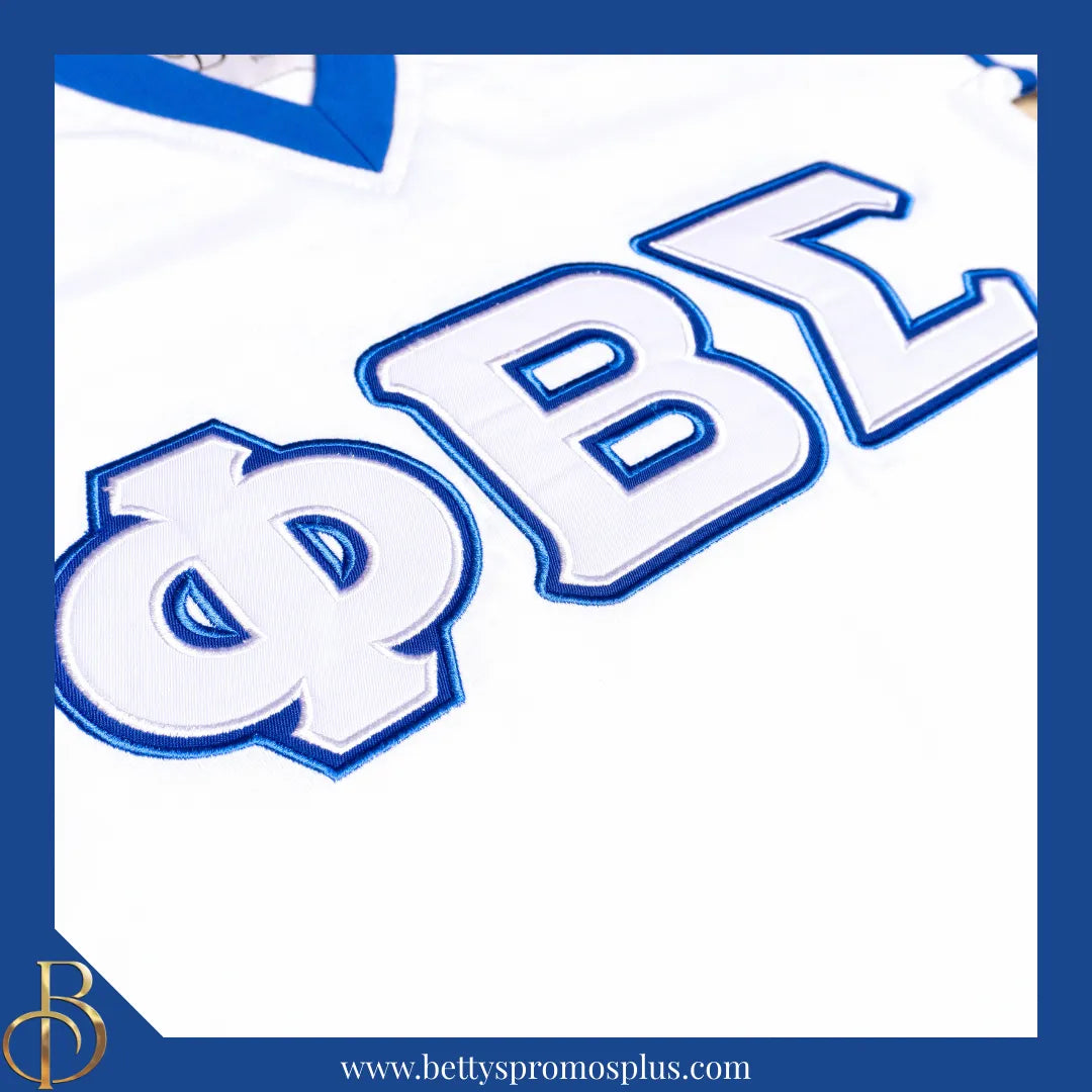 Phi Beta Sigma ΦΒΣ Double Stitched Appliqué Embroidered Jersey T-Shirt-Phi Beta Sigma Paraphernalia-Phi Beta Sigma T-Shirts-Betty's Promos Plus