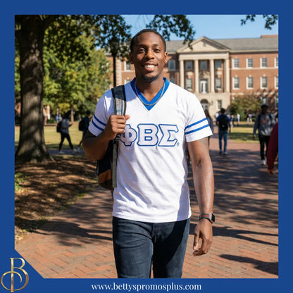 Phi Beta Sigma ΦΒΣ Double Stitched Appliqué Embroidered Jersey T-Shirt-Phi Beta Sigma Paraphernalia-Phi Beta Sigma T-Shirts-Betty's Promos Plus
