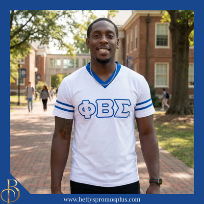 Phi Beta Sigma ΦΒΣ Double Stitched Appliqué Embroidered Jersey T-Shirt-Phi Beta Sigma Paraphernalia-Phi Beta Sigma T-Shirts-Betty's Promos Plus
