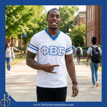 Phi Beta Sigma ΦΒΣ Double Stitched Appliqué Embroidered Jersey T-Shirt-Phi Beta Sigma Paraphernalia-Phi Beta Sigma T-Shirts-Betty's Promos Plus