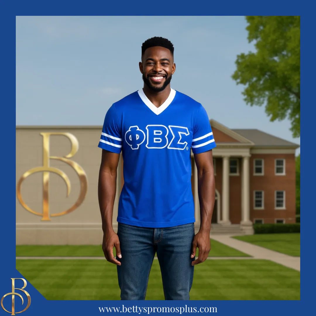 Phi Beta Sigma ΦΒΣ Double Stitched Appliqué Embroidered Jersey T-Shirt-Phi Beta Sigma Paraphernalia-Phi Beta Sigma T-Shirts-Betty's Promos Plus