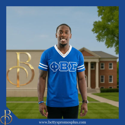 Phi Beta Sigma ΦΒΣ Double Stitched Appliqué Embroidered Jersey T-Shirt-Phi Beta Sigma Paraphernalia-Phi Beta Sigma T-Shirts-Betty's Promos Plus