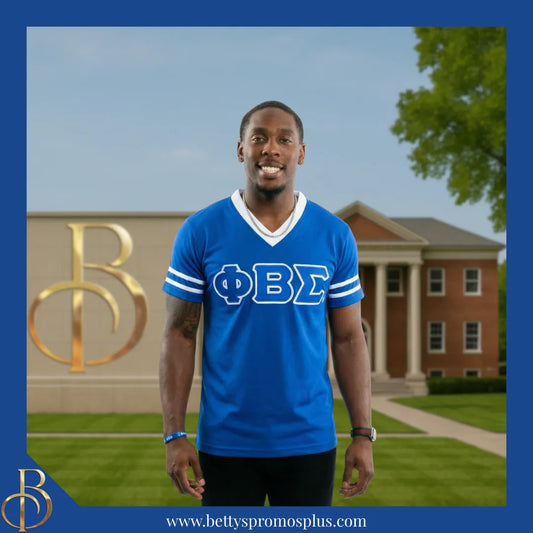 Phi Beta Sigma ΦΒΣ Double Stitched Appliqué Embroidered Jersey T-Shirt-Phi Beta Sigma Paraphernalia-Phi Beta Sigma T-Shirts-Betty's Promos Plus