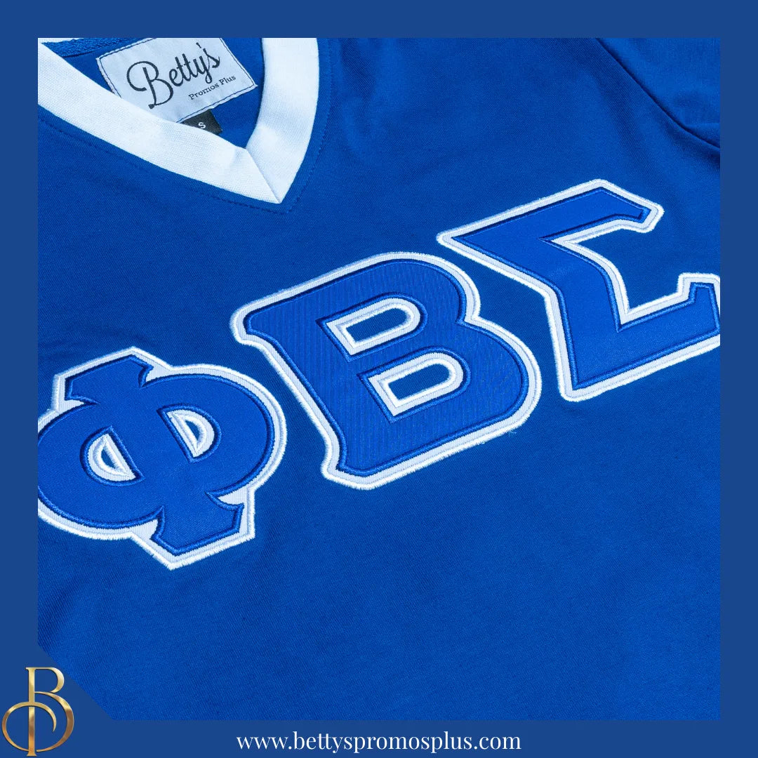 Phi Beta Sigma ΦΒΣ Double Stitched Appliqué Embroidered Jersey T-Shirt-Phi Beta Sigma Paraphernalia-Phi Beta Sigma T-Shirts-Betty's Promos Plus