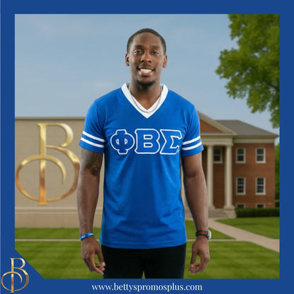 Phi Beta Sigma ΦΒΣ Double Stitched Appliqué Embroidered Jersey T-Shirt-Phi Beta Sigma Paraphernalia-Phi Beta Sigma T-Shirts-Betty's Promos Plus