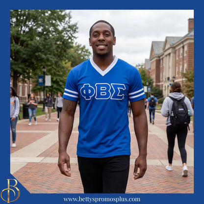 Phi Beta Sigma ΦΒΣ Double Stitched Appliqué Embroidered Jersey T-Shirt-Phi Beta Sigma Paraphernalia-Phi Beta Sigma T-Shirts-Betty's Promos Plus