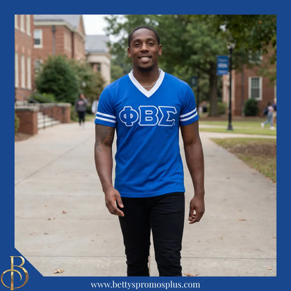 Phi Beta Sigma ΦΒΣ Double Stitched Appliqué Embroidered Jersey T-Shirt-Phi Beta Sigma Paraphernalia-Phi Beta Sigma T-Shirts-Betty's Promos Plus