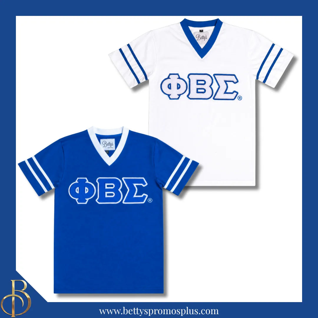 Phi Beta Sigma ΦΒΣ Double Stitched Appliqué Embroidered Jersey T-Shirt-Phi Beta Sigma Paraphernalia-Phi Beta Sigma T-Shirts-Betty's Promos Plus