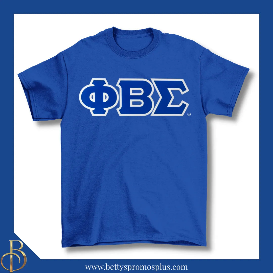 Phi Beta Sigma ΦΒΣ Double Stitched Appliqué Embroidered Line T-Shirt-Phi Beta Sigma Paraphernalia-Phi Beta Sigma T-Shirts-Betty's Promos Plus