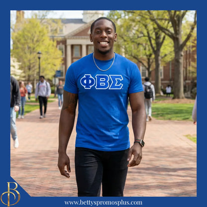 Phi Beta Sigma ΦΒΣ Double Stitched Appliqué Embroidered Line T-Shirt-Phi Beta Sigma Paraphernalia-Phi Beta Sigma T-Shirts-Betty's Promos Plus
