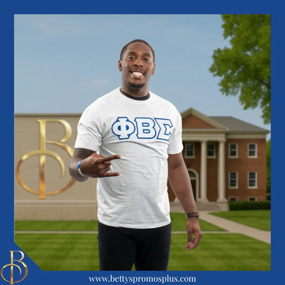 Phi Beta Sigma ΦΒΣ Double Stitched Appliqué Embroidered Line T-Shirt-Phi Beta Sigma Paraphernalia-Phi Beta Sigma T-Shirts-Betty's Promos Plus