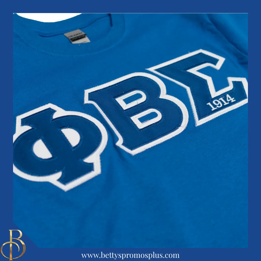 Phi Beta Sigma ΦΒΣ Double Stitched Appliqué Embroidered Line T-Shirt-Phi Beta Sigma Paraphernalia-Phi Beta Sigma T-Shirts-Betty's Promos Plus
