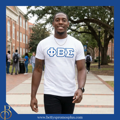 Phi Beta Sigma ΦΒΣ Double Stitched Appliqué Embroidered Line T-Shirt-Phi Beta Sigma Paraphernalia-Phi Beta Sigma T-Shirts-Betty's Promos Plus