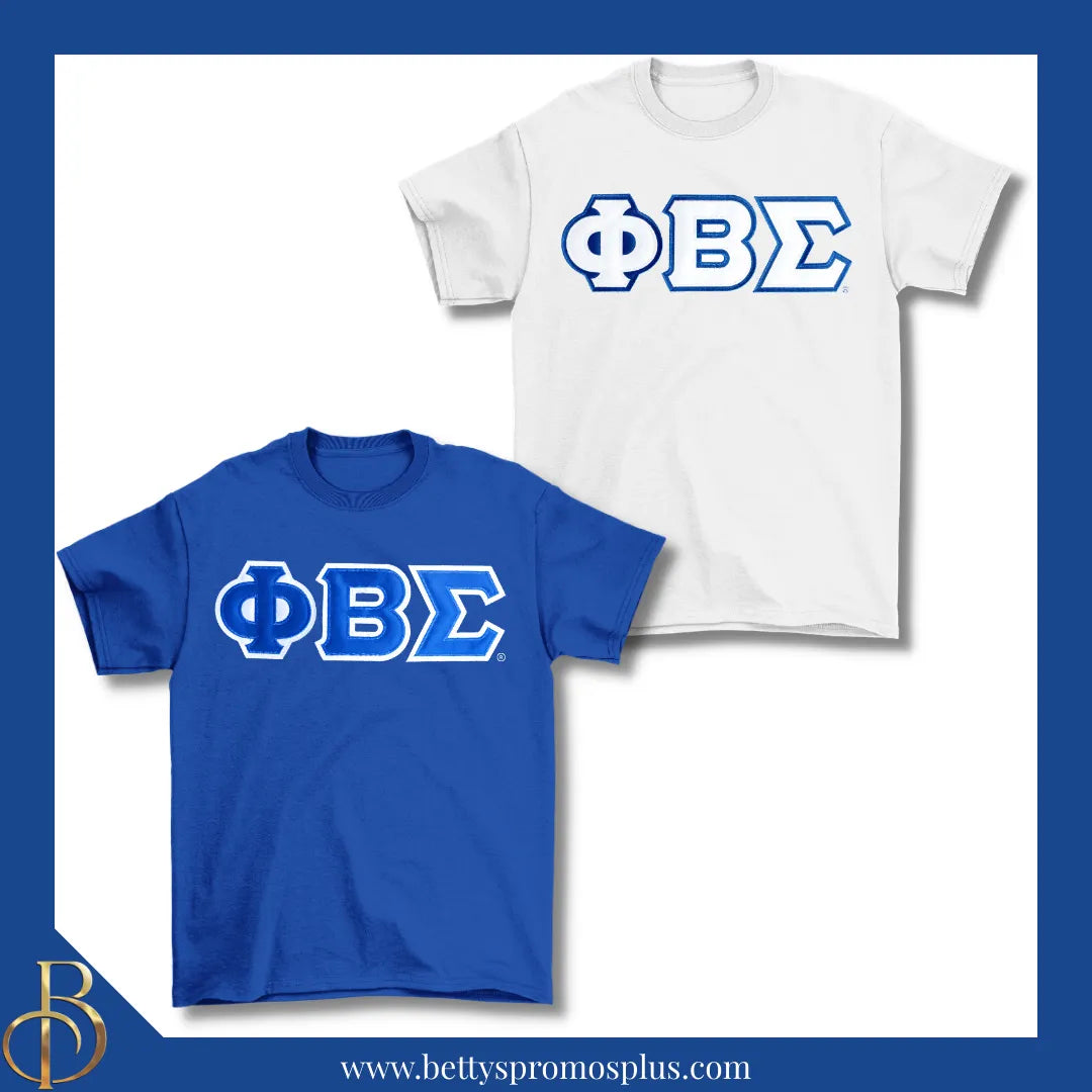 Phi Beta Sigma ΦΒΣ Double Stitched Appliqué Embroidered Line T-Shirt-Phi Beta Sigma Paraphernalia-Phi Beta Sigma T-Shirts-Betty's Promos Plus