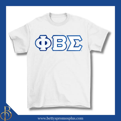 Phi Beta Sigma ΦΒΣ Double Stitched Appliqué Embroidered Line T-Shirt-White-Small-Phi Beta Sigma Paraphernalia-Phi Beta Sigma T-Shirts-Betty's Promos Plus