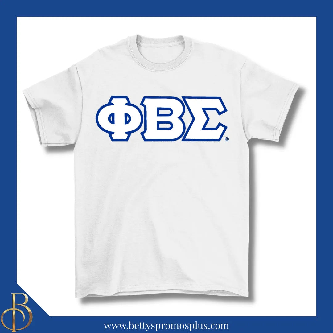 Phi Beta Sigma ΦΒΣ Double Stitched Appliqué Embroidered Line T-Shirt-White-Small-Phi Beta Sigma Paraphernalia-Phi Beta Sigma T-Shirts-Betty's Promos Plus