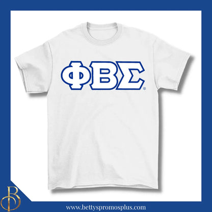 Phi Beta Sigma ΦΒΣ Double Stitched Appliqué Embroidered Line T-Shirt-White-Small-Phi Beta Sigma Paraphernalia-Phi Beta Sigma T-Shirts-Betty's Promos Plus