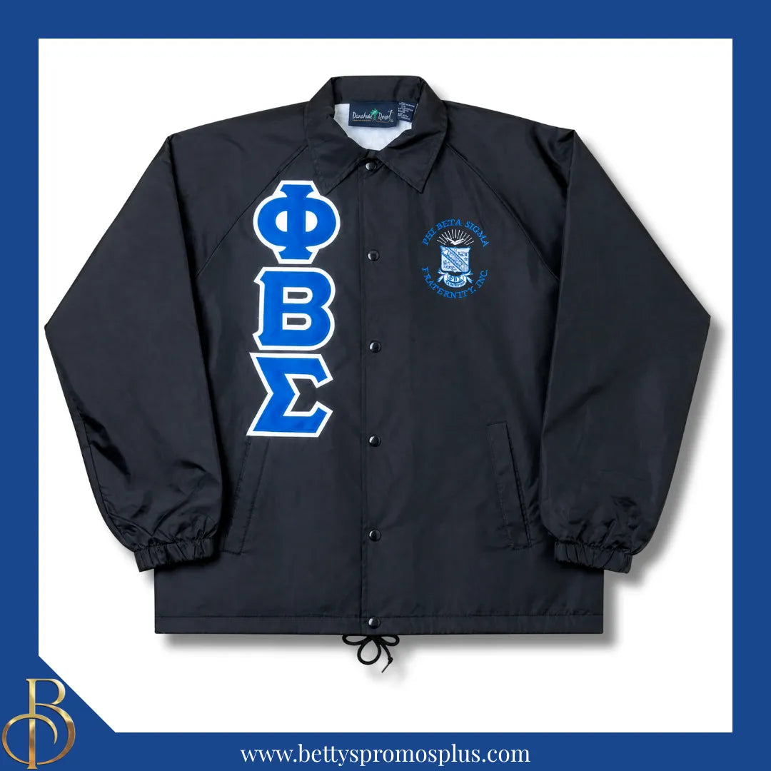 Phi Beta Sigma ΦΒΣ Double-Stitched Embroidered Windbreaker Line Jacket-Phi Beta Sigma Paraphernalia-Phi Beta Sigma Line Jacket-Betty's Promos Plus