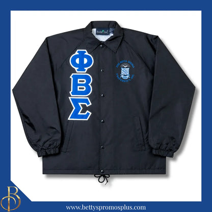 Phi Beta Sigma ΦΒΣ Double-Stitched Embroidered Windbreaker Line Jacket-Phi Beta Sigma Paraphernalia-Phi Beta Sigma Line Jacket-Betty's Promos Plus