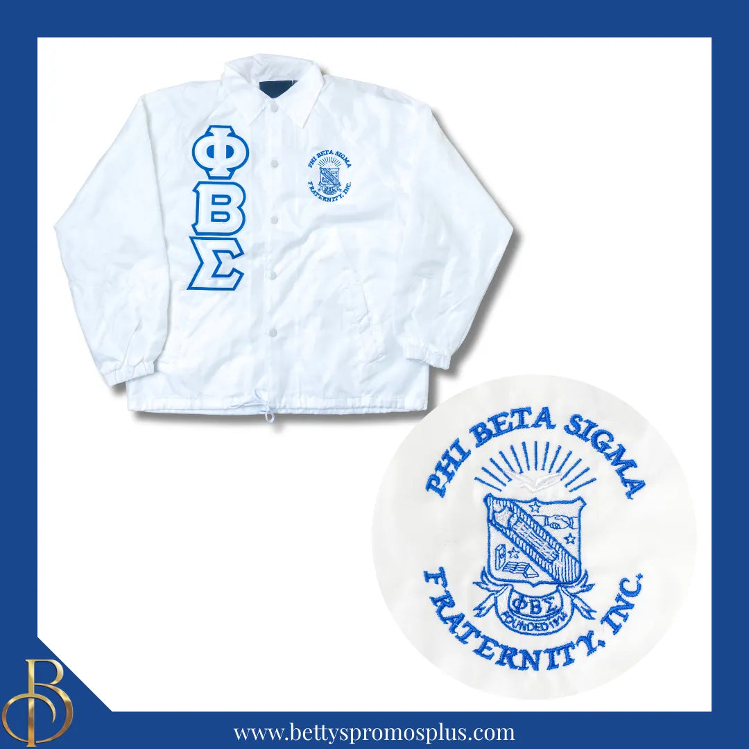 Phi Beta Sigma ΦΒΣ Double-Stitched Embroidered Windbreaker Line Jacket-Phi Beta Sigma Paraphernalia-Phi Beta Sigma Line Jacket-Betty's Promos Plus