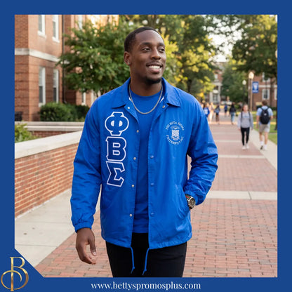 Phi Beta Sigma ΦΒΣ Double-Stitched Embroidered Windbreaker Line Jacket-Phi Beta Sigma Paraphernalia-Phi Beta Sigma Line Jacket-Betty's Promos Plus