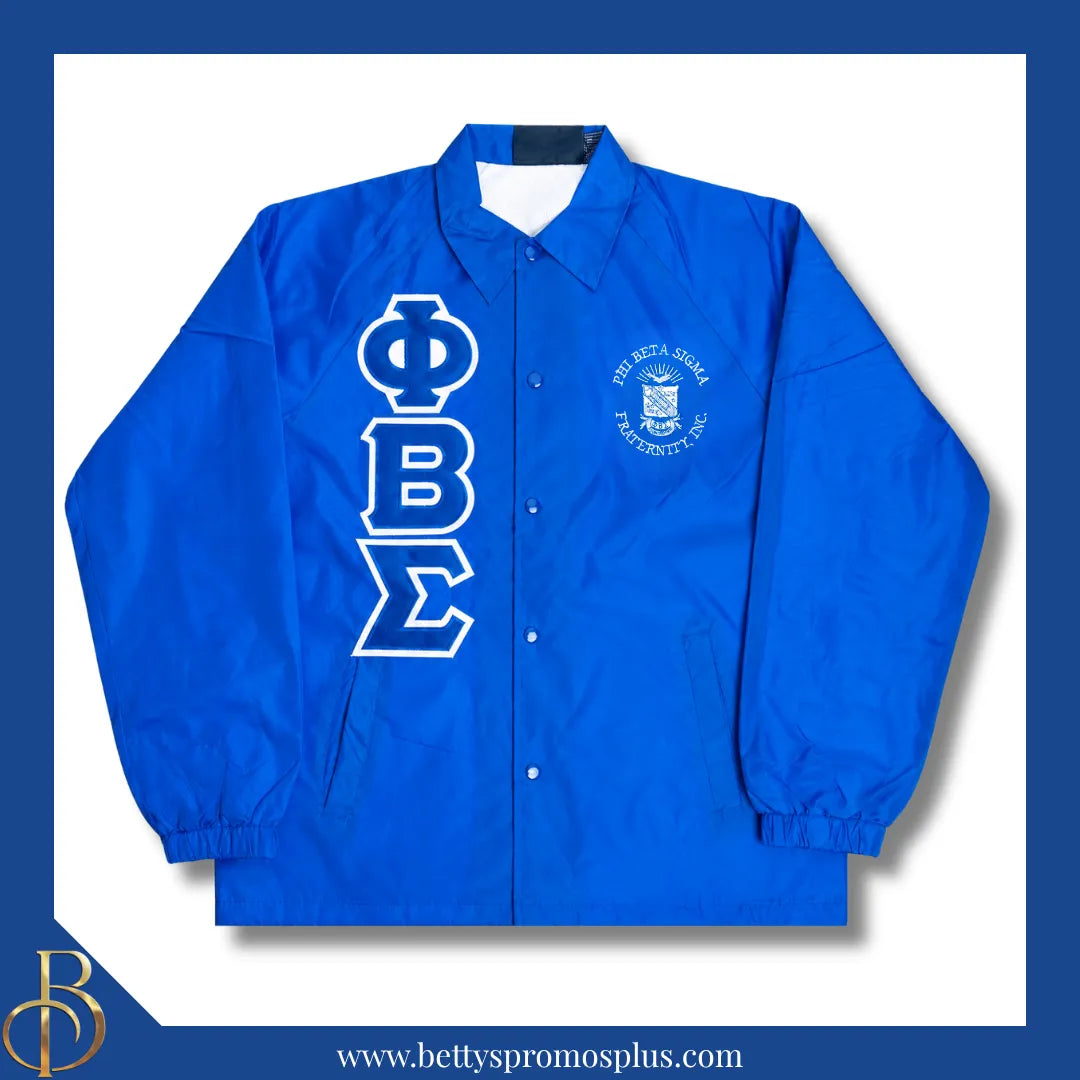 Phi Beta Sigma ΦΒΣ Double-Stitched Embroidered Windbreaker Line Jacket-Phi Beta Sigma Paraphernalia-Phi Beta Sigma Line Jacket-Betty's Promos Plus