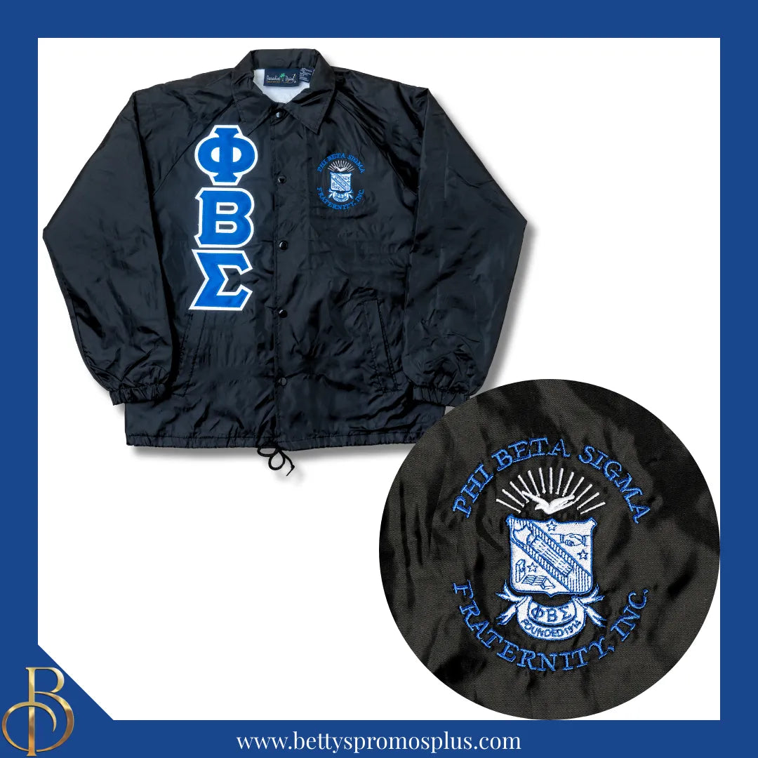 Phi Beta Sigma ΦΒΣ Double-Stitched Embroidered Windbreaker Line Jacket-Phi Beta Sigma Paraphernalia-Phi Beta Sigma Line Jacket-Betty's Promos Plus