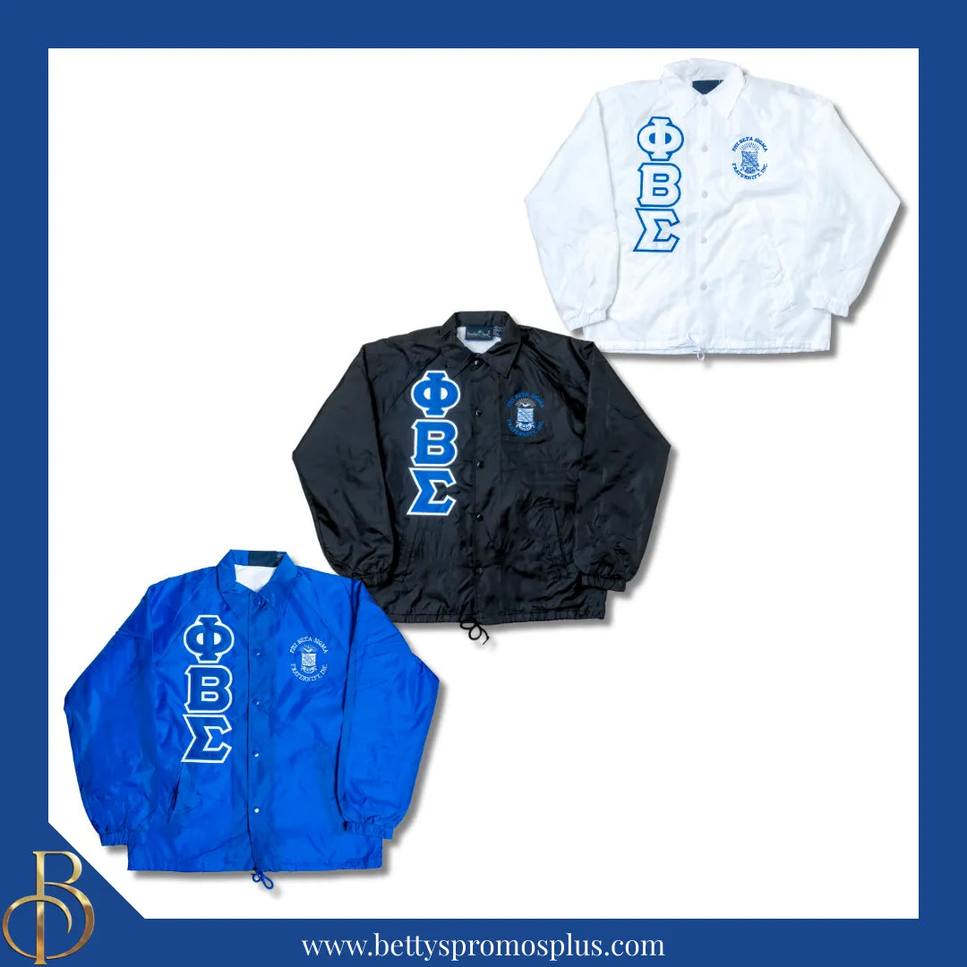Phi Beta Sigma ΦΒΣ Double-Stitched Embroidered Windbreaker Line Jacket-Phi Beta Sigma Paraphernalia-Phi Beta Sigma Line Jacket-Betty's Promos Plus