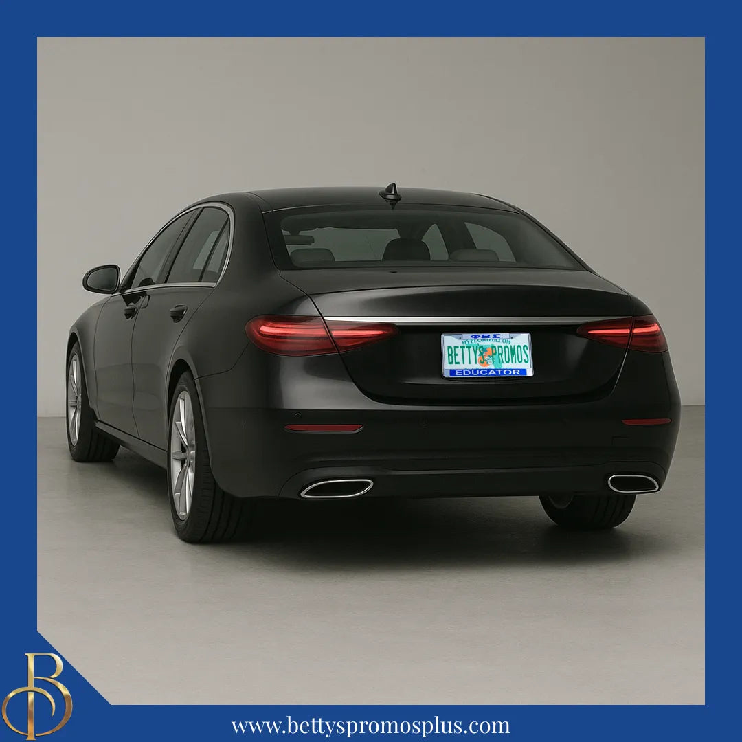 Phi Beta Sigma ΦΒΣ Educator Chrome Laser Engraved Mirrored Acrylic Auto Tag License Plate Frame-Phi Beta Sigma Paraphernalia-Phi Beta Sigma Auto Tag Frame-Betty's Promos Plus