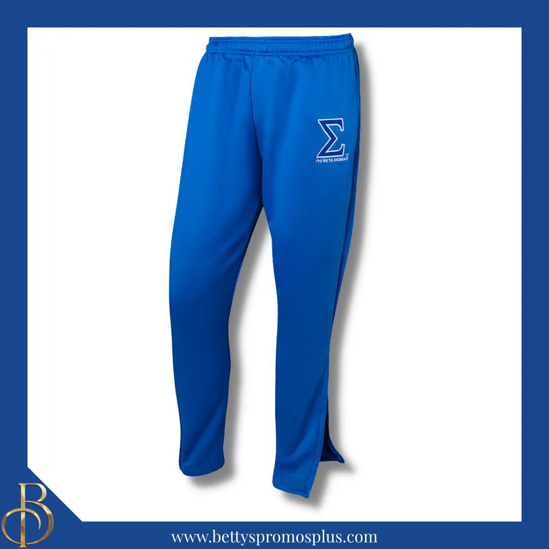 Phi Beta Sigma ΦΒΣ Elite Jogger Pants with Zippered Leg Opening-Blue-Medium-Phi Beta Sigma Paraphernalia-Phi Beta Sigma Jogger Pants-Betty's Promos Plus
