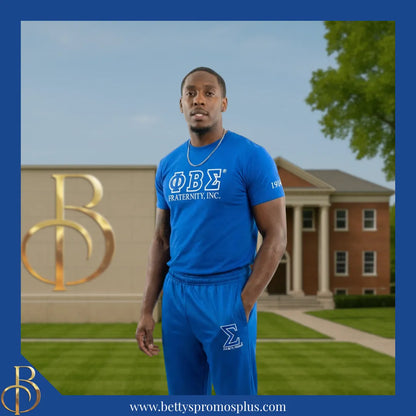 Phi Beta Sigma ΦΒΣ Elite Jogger Pants with Zippered Leg Opening-Phi Beta Sigma Paraphernalia-Phi Beta Sigma Jogger Pants-Betty's Promos Plus