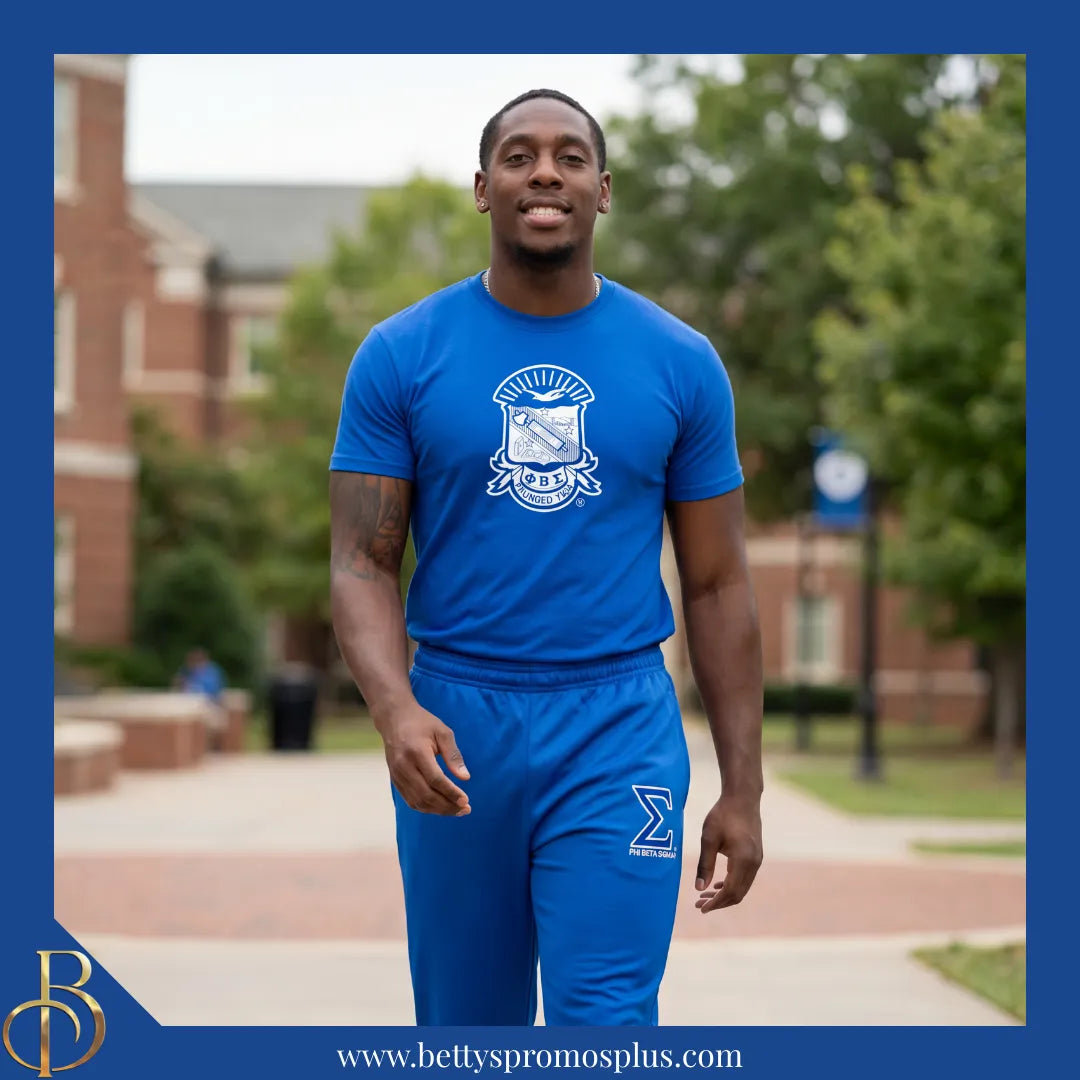 Phi Beta Sigma ΦΒΣ Elite Jogger Pants with Zippered Leg Opening-Phi Beta Sigma Paraphernalia-Phi Beta Sigma Jogger Pants-Betty's Promos Plus