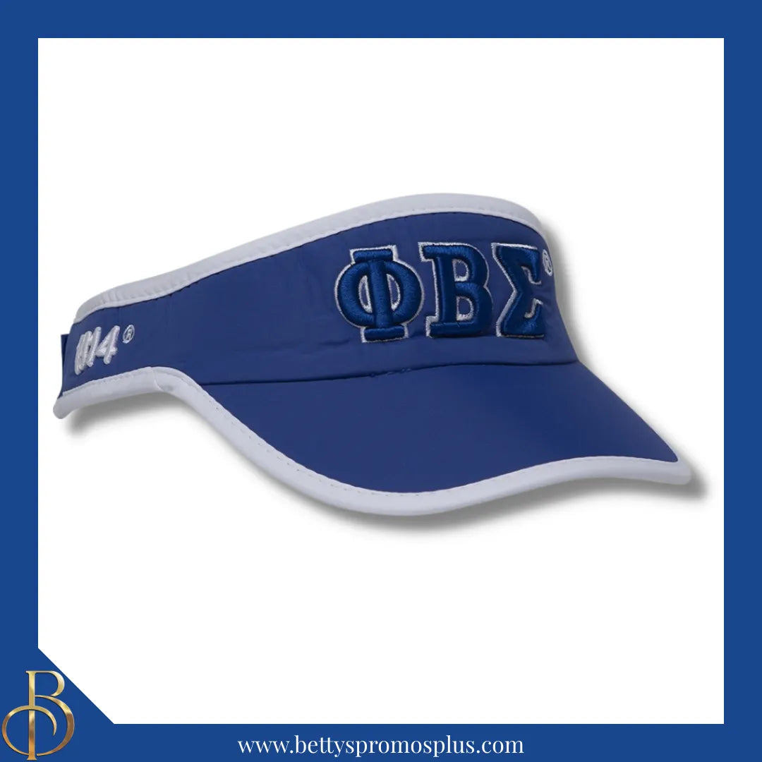 Phi Beta Sigma ΦΒΣ Embroidered Greek Letter Featherlight Moisture Wicking Visor-Blue-Phi Beta Sigma Paraphernalia-Phi Beta Sigma Visor-Betty's Promos Plus