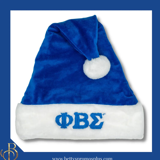 Phi Beta Sigma ΦΒΣ Embroidered Greek Letters Deluxe Santa Hat-Blue-Standard - 25"-Phi Beta Sigma Paraphernalia-Phi Beta Sigma Hats-Betty's Promos Plus