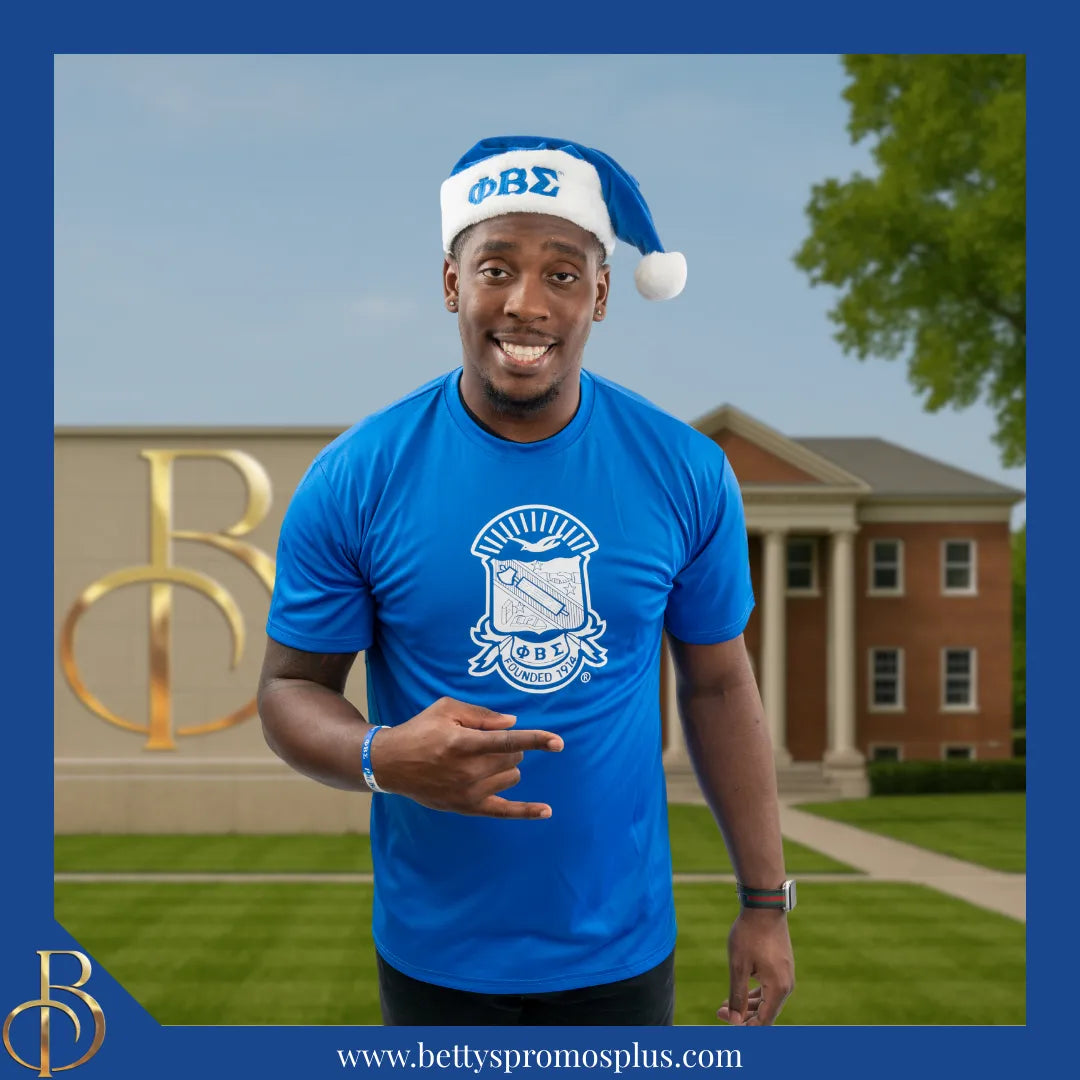 Phi Beta Sigma ΦΒΣ Embroidered Greek Letters Deluxe Santa Hat-Phi Beta Sigma Paraphernalia-Phi Beta Sigma Hats-Betty's Promos Plus