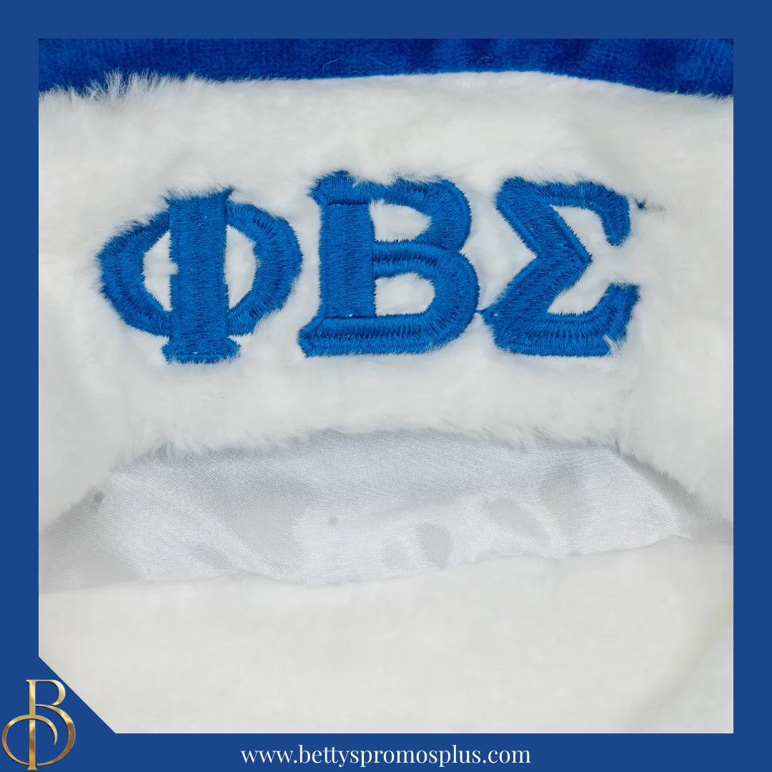 Phi Beta Sigma ΦΒΣ Embroidered Greek Letters Deluxe Santa Hat-Phi Beta Sigma Paraphernalia-Phi Beta Sigma Hats-Betty's Promos Plus