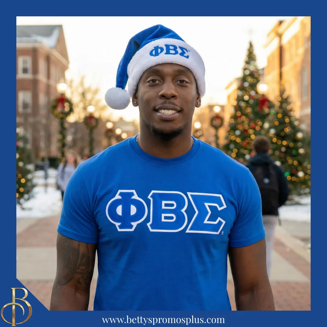 Phi Beta Sigma ΦΒΣ Embroidered Greek Letters Deluxe Santa Hat-Phi Beta Sigma Paraphernalia-Phi Beta Sigma Hats-Betty's Promos Plus